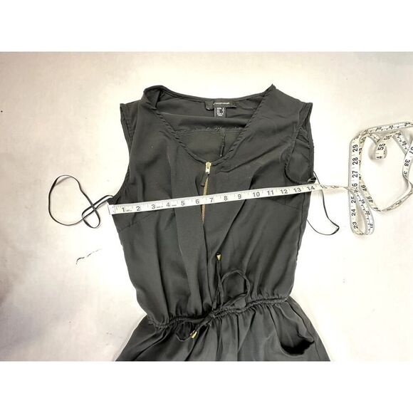 Atmosphere Romper Jumpsuit Shorts Sleeveless Zipper Black V-Neck - Size 2 - Picture 7 of 10